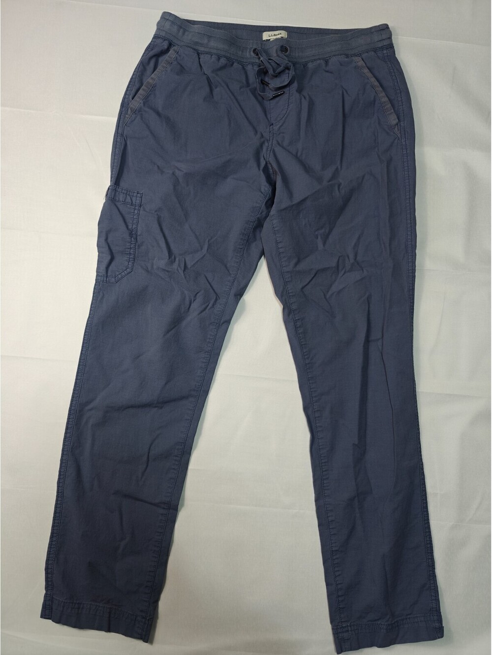 LLBean Navy Cargo Jogger Pants Size S Stretch Cotton Blend